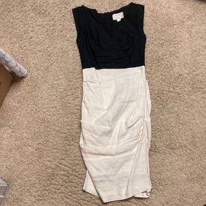 Nicole Miller Lauren Stretch Linen Dress Cap Sleeves Size 4